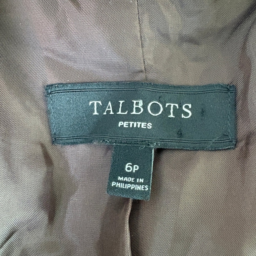 Talbots Herringbone Blazer Petite 6 6P Brown Wool Blend Two Button Suit Jacket - Picture 3 of 12